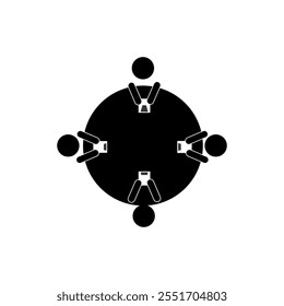 Meeting on circle table icon vector, teamwork and collaboration flat vector icon. business icon
