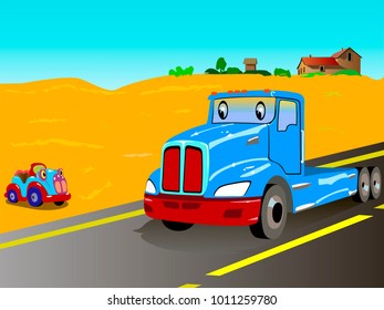 Meeting on the road two cars