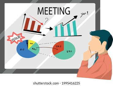 Reunión para resolver problemas de negocios. como ilustración y vector