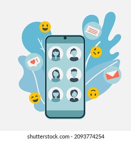 Meeting on video conference on a mobile phone.