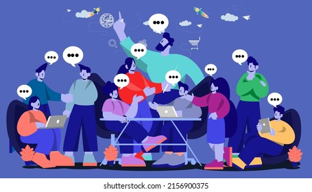 meeting online contact communicate  people group,concept illustration.design idea and concept think creativity.