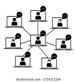 Meeting online icon in trendy flat style design. Vector illustration isolated on white background.