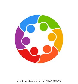 Meeting People Circle Business Logo Vector