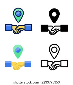 Meeting place. pointer and location icons. vector