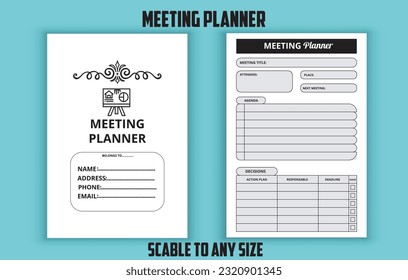 Meeting planner. Low content kdp interior design template