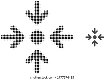 Meeting point halftone dotted icon illustration. Halftone array contains round dots. Vector illustration of meeting point icon on a white background. Flat abstraction for meeting point object.