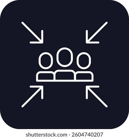 Meeting point meeting icon with black filled line outline style. help, mark, here, exit, men, linear, graphic. Vector Illustration