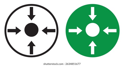 Meeting Point Icon set. Assembly point icon symbol Icon Illustration design. Illustration of assembly point black and green sign.