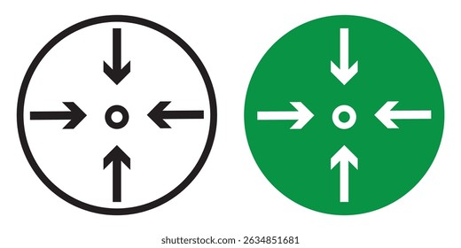 Meeting Point Icon set. Assembly point icon symbol Icon Illustration design. Illustration of assembly point black and green sign.