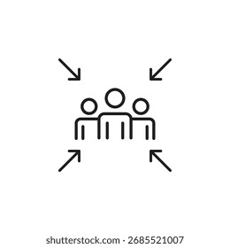 Meeting Point Icon – Thin Line Human Resources Vector, Editable Illustration..eps