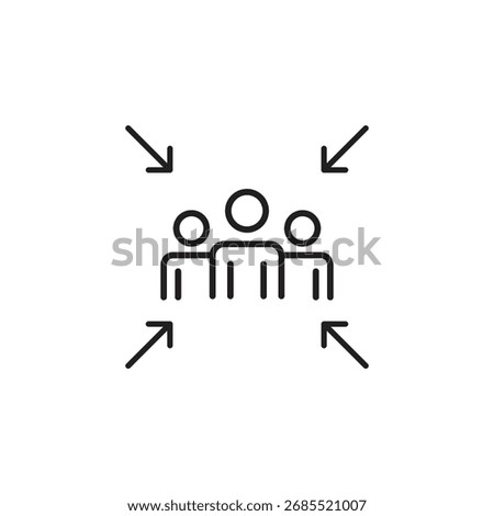 Meeting Point Icon – Thin Line Human Resources Vector, Editable Illustration..eps