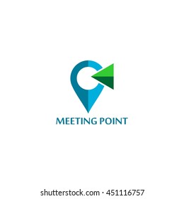 Meeting Point Logo Design Template. Vector Illustration. Flat Style Design