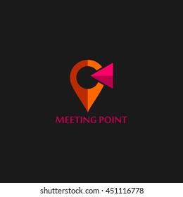 Meeting Point Logo Design Template. Vector Illustration. Flat Style Design
