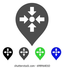 Meeting Point Marker flat vector illustration. Colored meeting point marker, gray, black, blue, green icon versions. Flat icon style for application design.