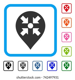 Meeting Point Marker icon. Flat gray pictogram symbol in a light blue rounded rectangle. Black, gray, green, blue, red, orange color variants of Meeting Point Marker vector.