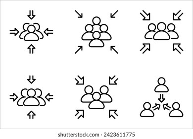 Meeting point vector icon set. Thin line black meeting point icon, vector illustration from editable human resources concept on white background.