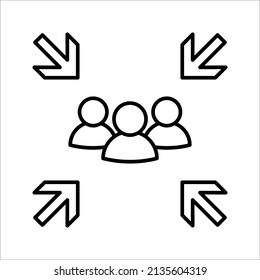 Meeting point vector icon. Thin line black meeting point icon, vector illustration from editable human resources concept on white background.