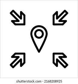 Meeting point vector icon. Thin line black meeting point icon, vector illustration of editable human resources concept on white background.