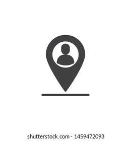 Meeting Point Vector Icon. User Map Marker Filled Flat Sign For Mobile Concept And Web Design. Man Location Pin Glyph Icon. Venue Symbol, Logo Illustration. Vector Graphics