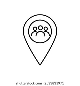 Icono de Vector de punto de encuentro. Ilustración lineal simple negra plana de Vector para Web y App.. eps