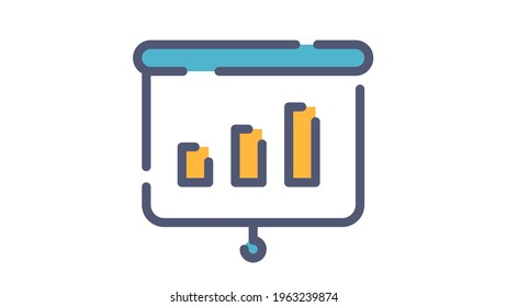 meeting presentation bar chart single isolated icon with single isolated icon with flat dash or dashed style