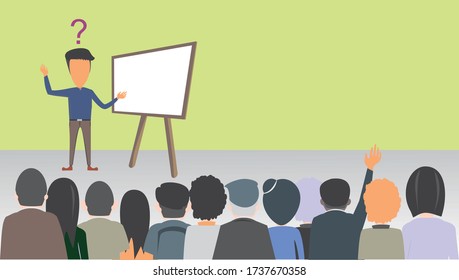 Meeting With a presenter in front of the room