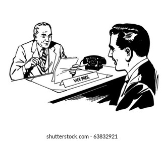 Meeting With The President - Retro Clipart Illustration