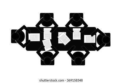 The meeting in the principal's office. Interview. Collective meeting. Vector.
