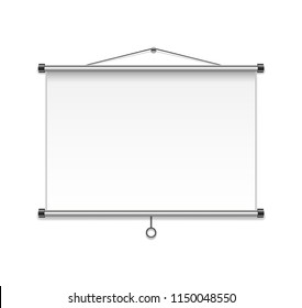 Meeting Projector Screen isolated on white wall. Realistic Blank Board or Presentation Display. vector Illustration