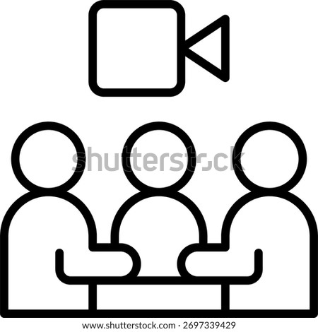 Meeting recording vector design in modern style, online session and video archive concept, digital conference illustration. Line Icon