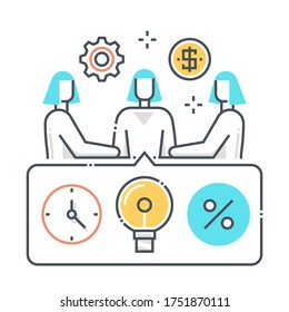 Meeting related color line vector icon, illustration. The icon is about interview, job, boss, human resources, business, employee.