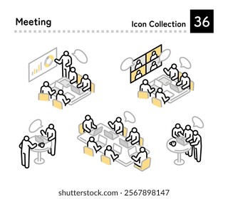 Meeting related pictogram illustration set