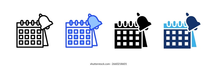 Colección de icono de recordatorio de reunión con varios estilos
