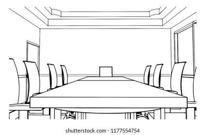 meeting room  black and white sketch design