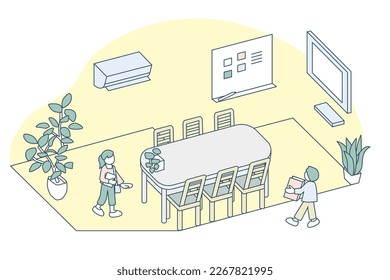 Meeting room in the building.
This space is used for meetings and conferences.