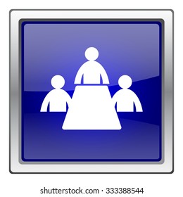 Meeting room icon. Internet button on white background. EPS10 vector.