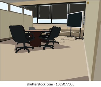 Meeting room illustrations , ofice interior, working space , vector illustration for business