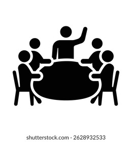 Ícone de layout de sala de reunião. Ícone da sala de discussão em equipe. Conceito de colaboração em equipe de reunião de negócios. Ícone de sala de reunião, discussão, conferência de negócios, grupo de suporte. Traçado editável de vetor.