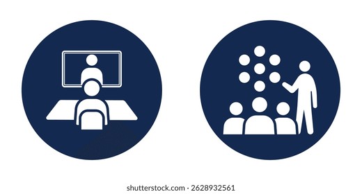 Meeting room layout icon. Team discussion room icon. Business meeting teamwork collaboration concept. Meeting room, discussion, business conference, support group icon. Vector editable stroke.