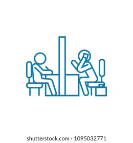 Meeting room linear icon concept. Meeting room line vector sign, symbol, illustration.