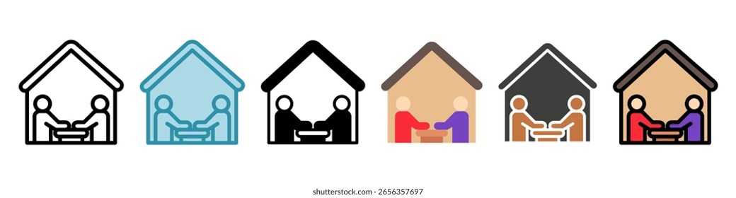 Meeting Room multi style, mini illustration icon set. Vector for modern concept, print, UI, UX kit, web and app development. related to remote working, work from home

