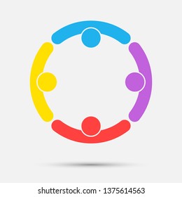 meeting room people logo.group of four persons in circle 