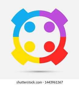 meeting room people logo.group of four persons in circle 