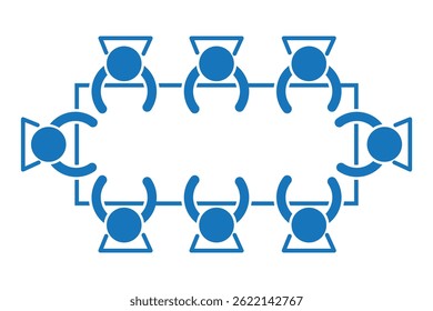 vetor de ícone de linha de configuração de sala de reunião. sinal de configuração de sala de reunião híbrida. ilustração em preto de símbolo de contorno isolado.