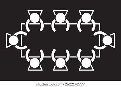 vetor de ícone de linha de configuração de sala de reunião. sinal de configuração de sala de reunião híbrida. ilustração em preto de símbolo de contorno isolado.