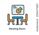 Meeting Room  Vector  Fill outline Icons. Simple stock illustration stock