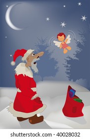  meeting of the Santa Claus  with an angel