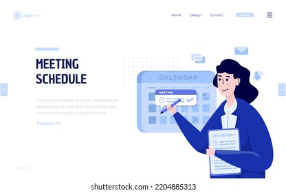 Meeting schedule booking illustration concept on landing page design