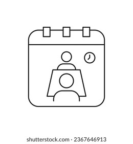Meeting schedule icon line style isolated on white background. Vector illustration