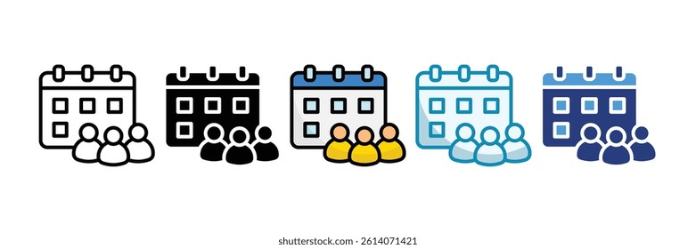 Meeting Schedule Icon Set Multiple Style Collection
